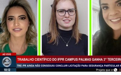 Trabalho científico do IFPR Campus Palmas ganha 3° terceiro lugar no Congresso Brasileiro de Ciência e Tecnologia